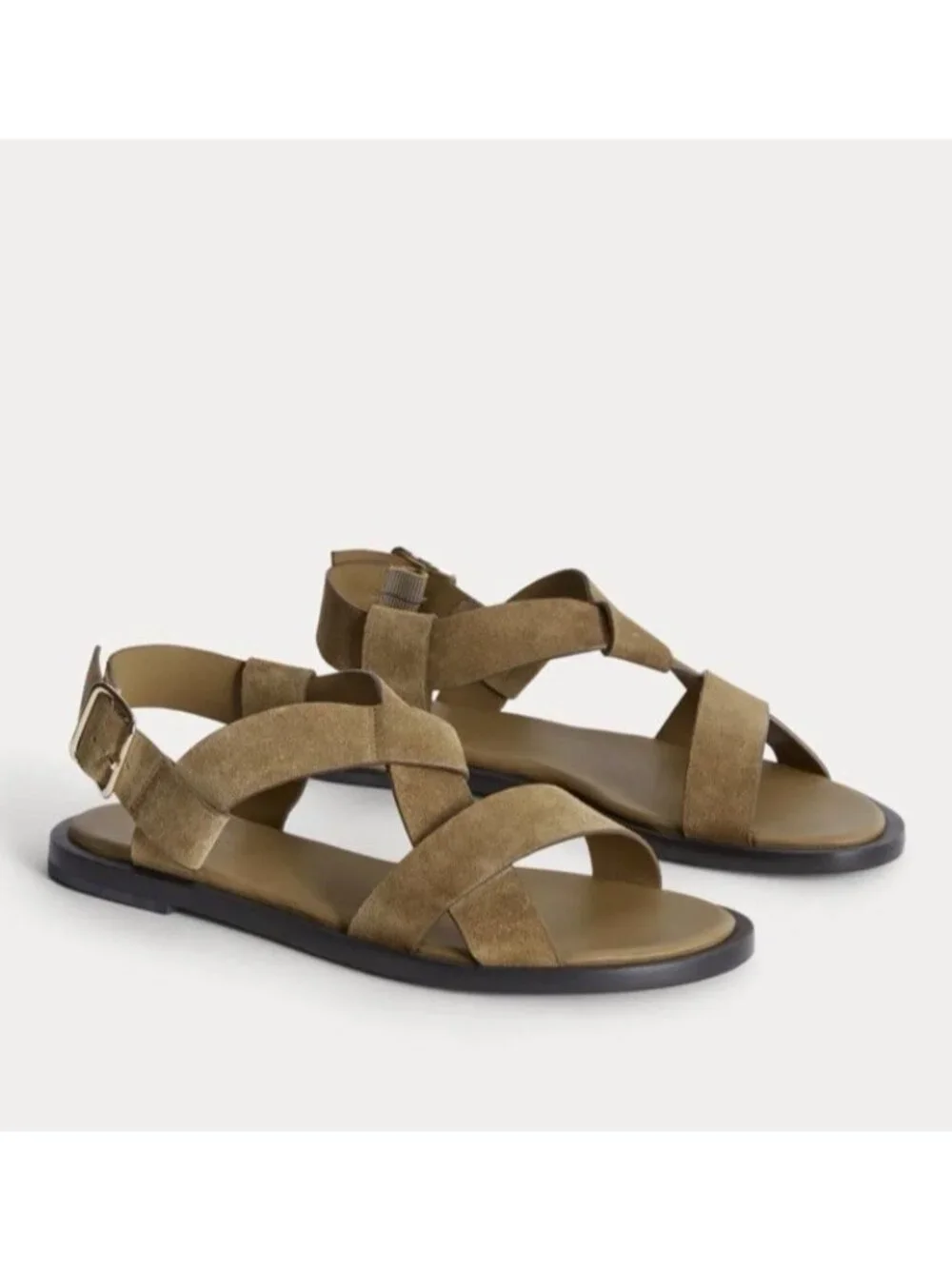 Everlane The City Strap Buckle Sandal Tan Suede Size 8.5M - Picture 3 of 11